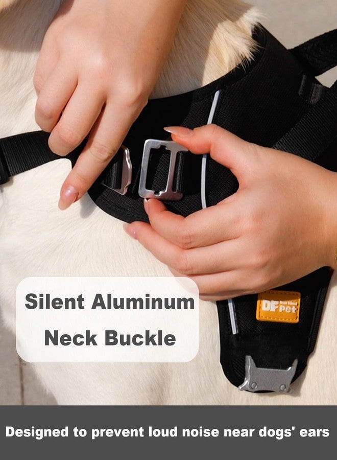 DF No Pull Martingale Dog Harness and Leash Set Silent Metal Buckle, Front Clip Reflective Harness, Adjustable Fit & Handle for Easy Walking & Training, Gray, 3/4", Front Chest 11.8"-13.0" - Image 4